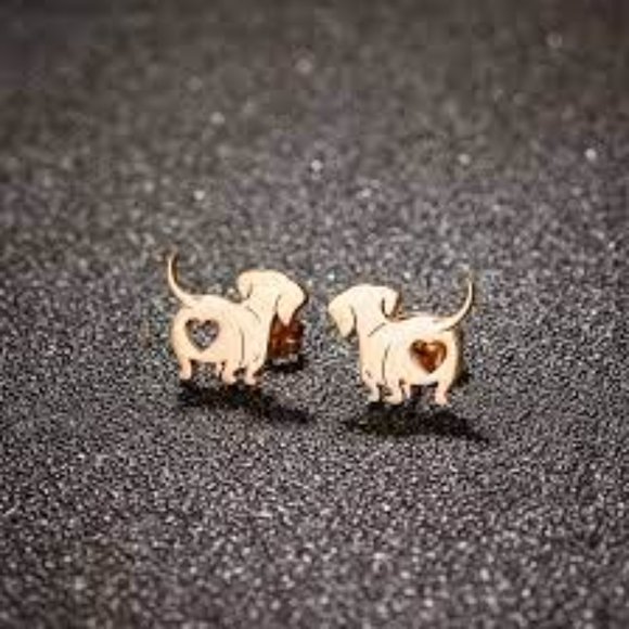 Minimalist Puppy Dog Lover Stainless Steel 18K Gold Plated Ear Studs - Picture 3 of 6